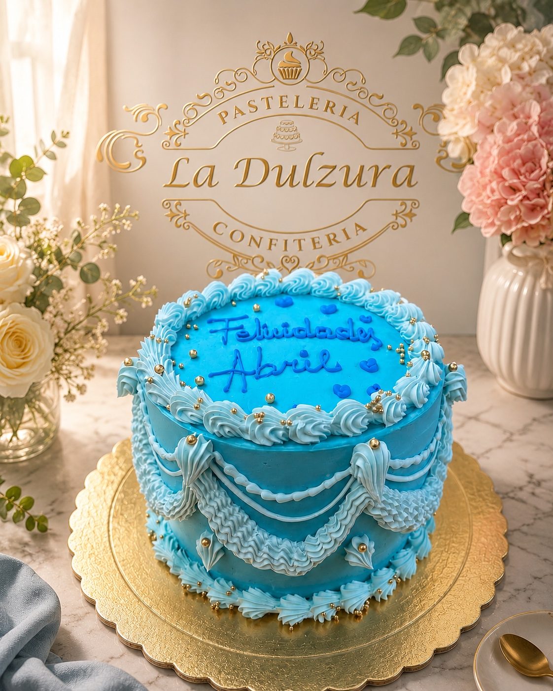 Cumpleaños celeste con relieve
