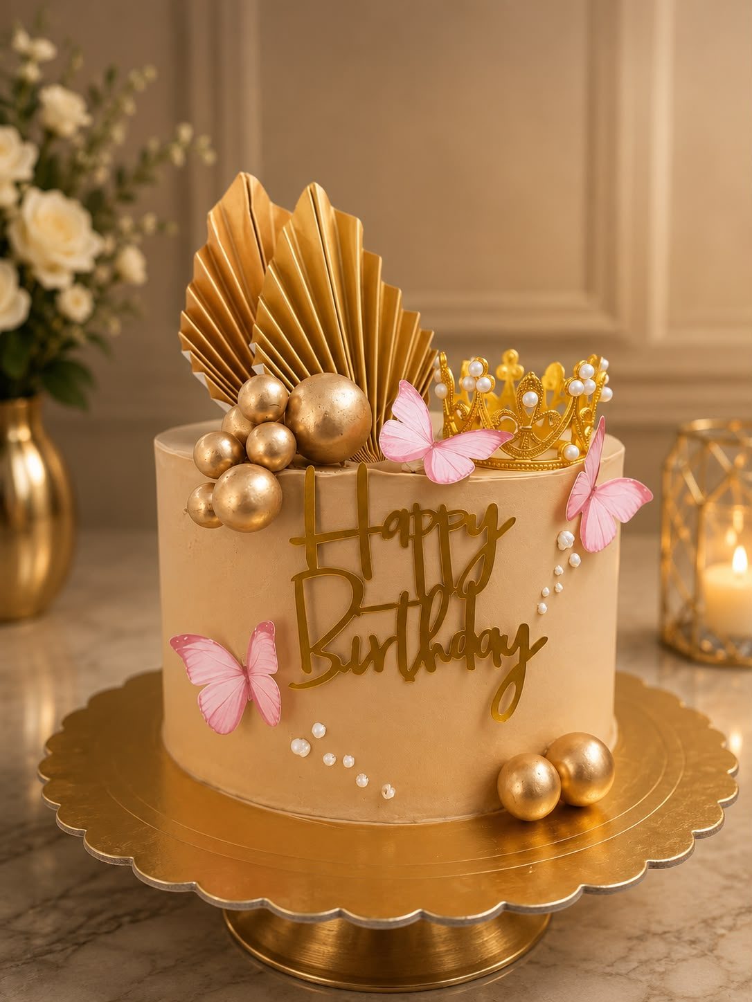 Cumpleaños elegante con mariposas
