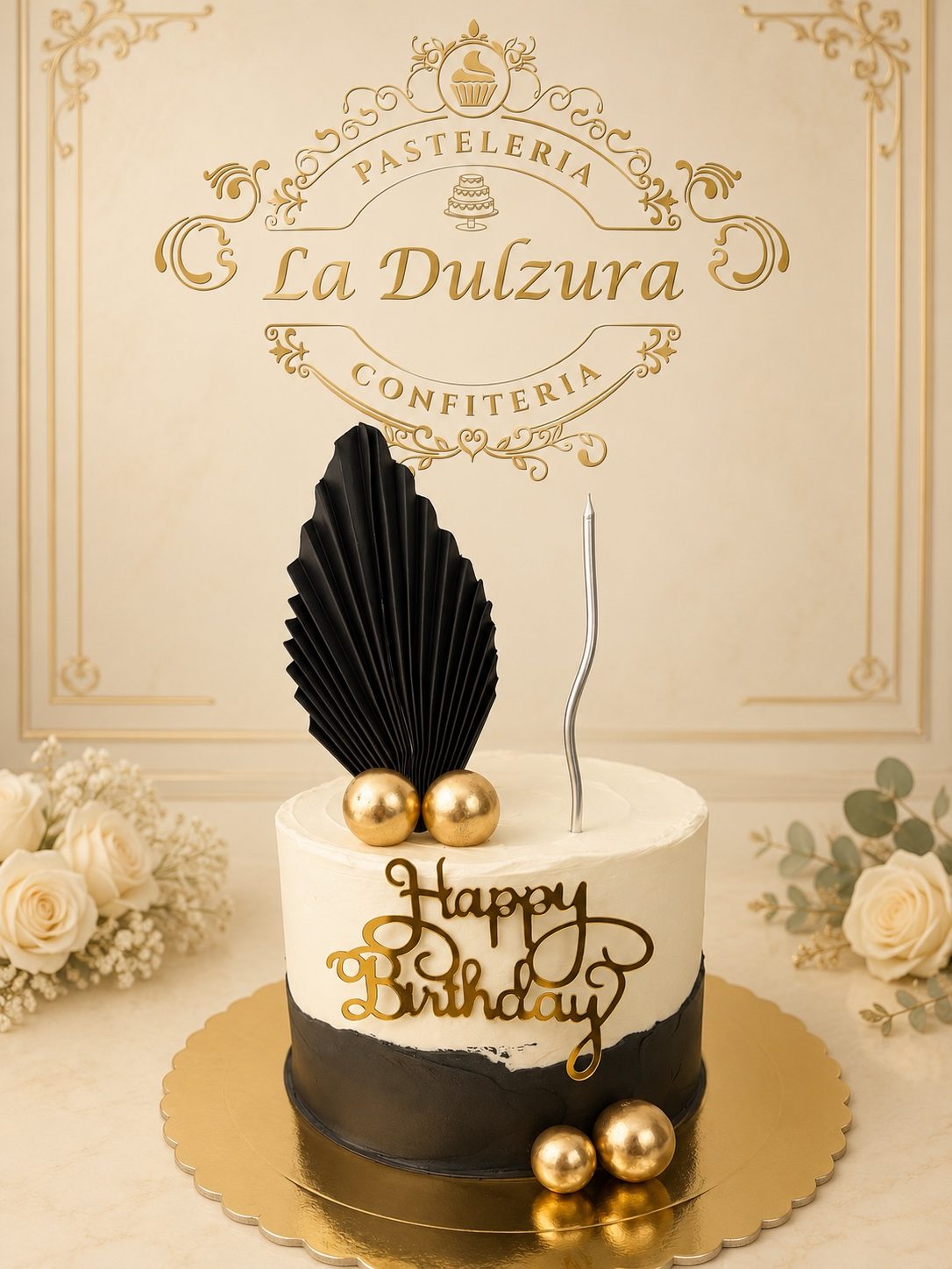 Cumpleaños elegante negro y dorado