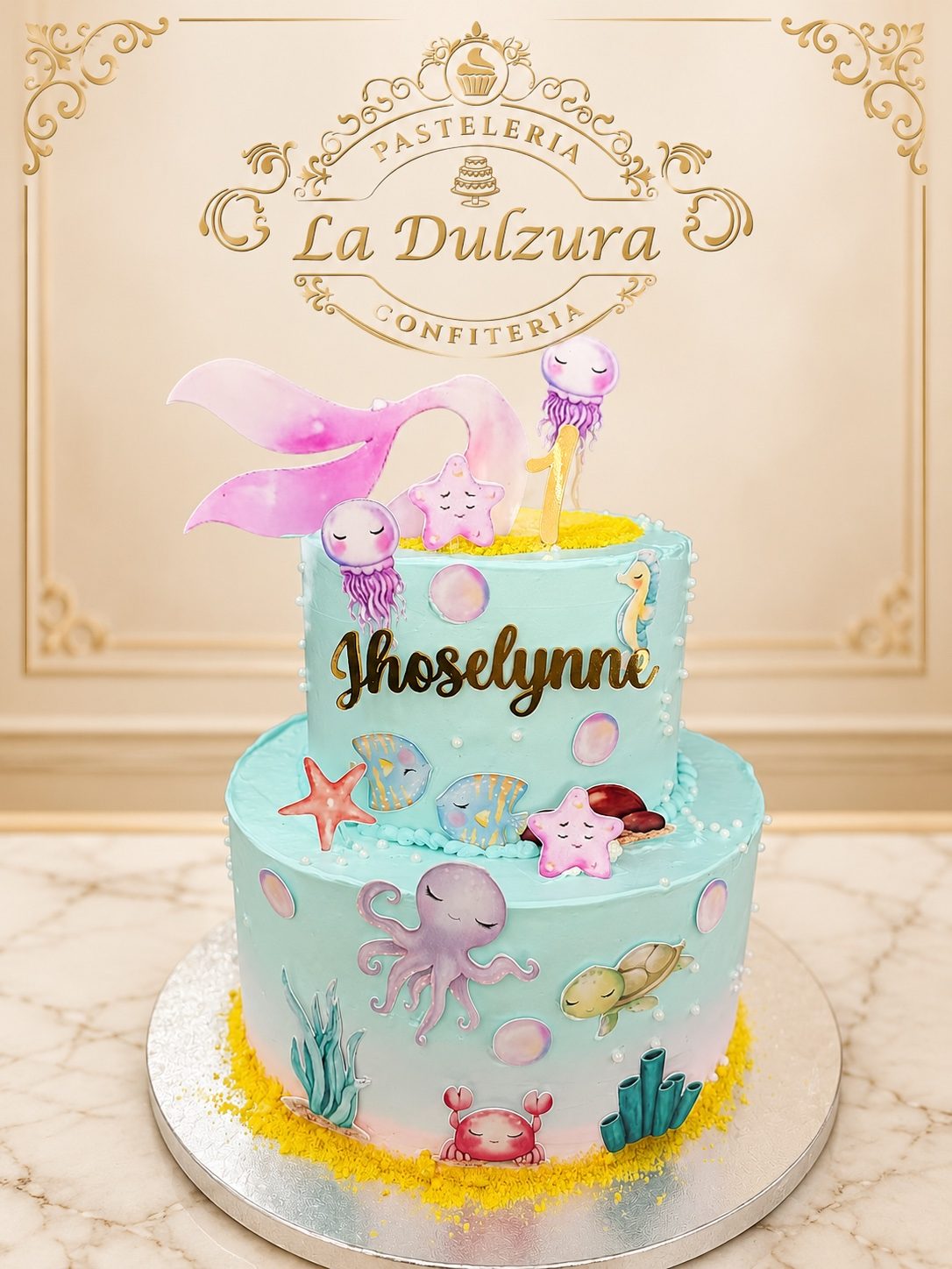Cumpleaños temática sirena, dos pisos